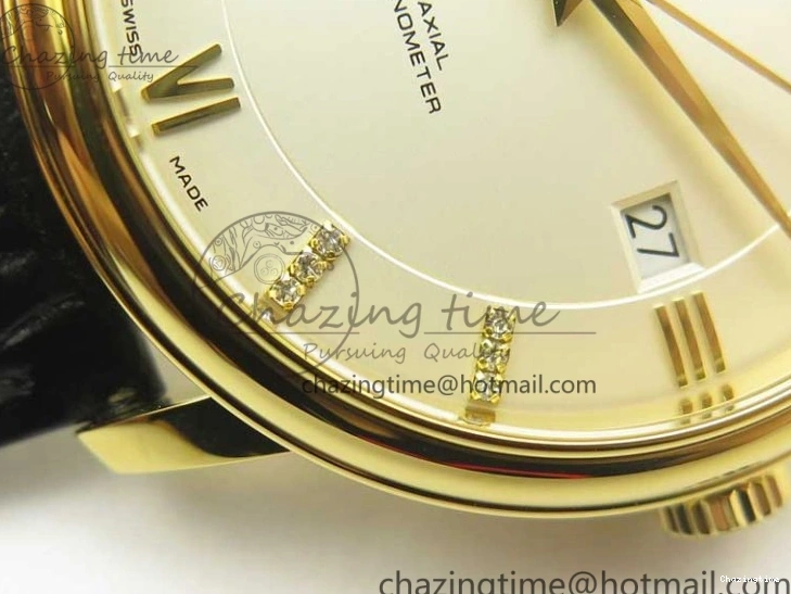 0419 De Ville YG MKF 1:1 Best Edition Silver Dial Diamonds Markers on Black Leather Strap MIYOTA 9015 V Flexible 8046